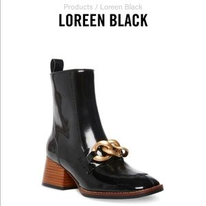 Loreen black ankle boot with chain